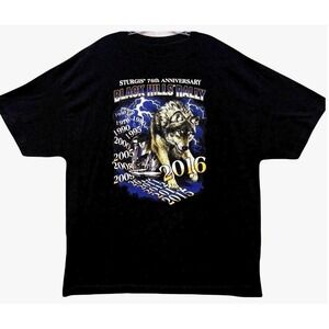 Sturgis 2016 Black Hills Rally 76th Anniversary Wolf T-Shirt Black Size XL Biker